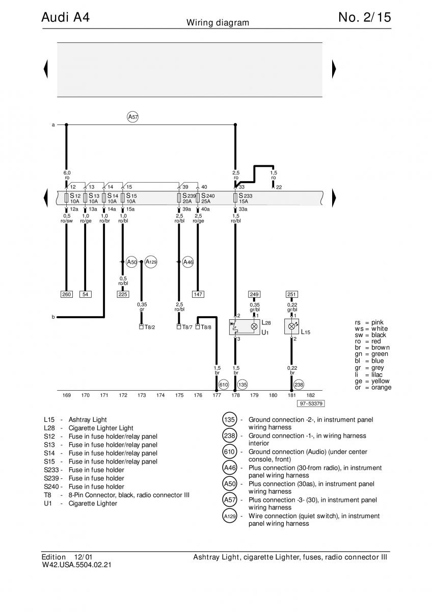 manual Audi A4 B5 Audi A4 B5 wiring diagrams schematy / page 15