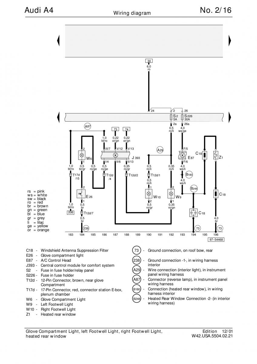 manual Audi A4 B5 Audi A4 B5 wiring diagrams schematy / page 16