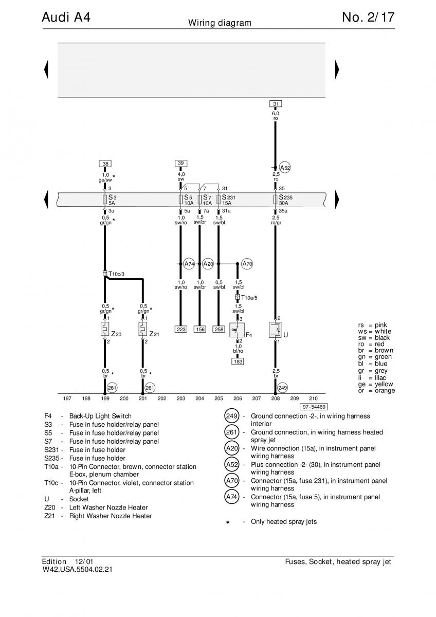 manual Audi A4 B5 Audi A4 B5 wiring diagrams schematy / page 17