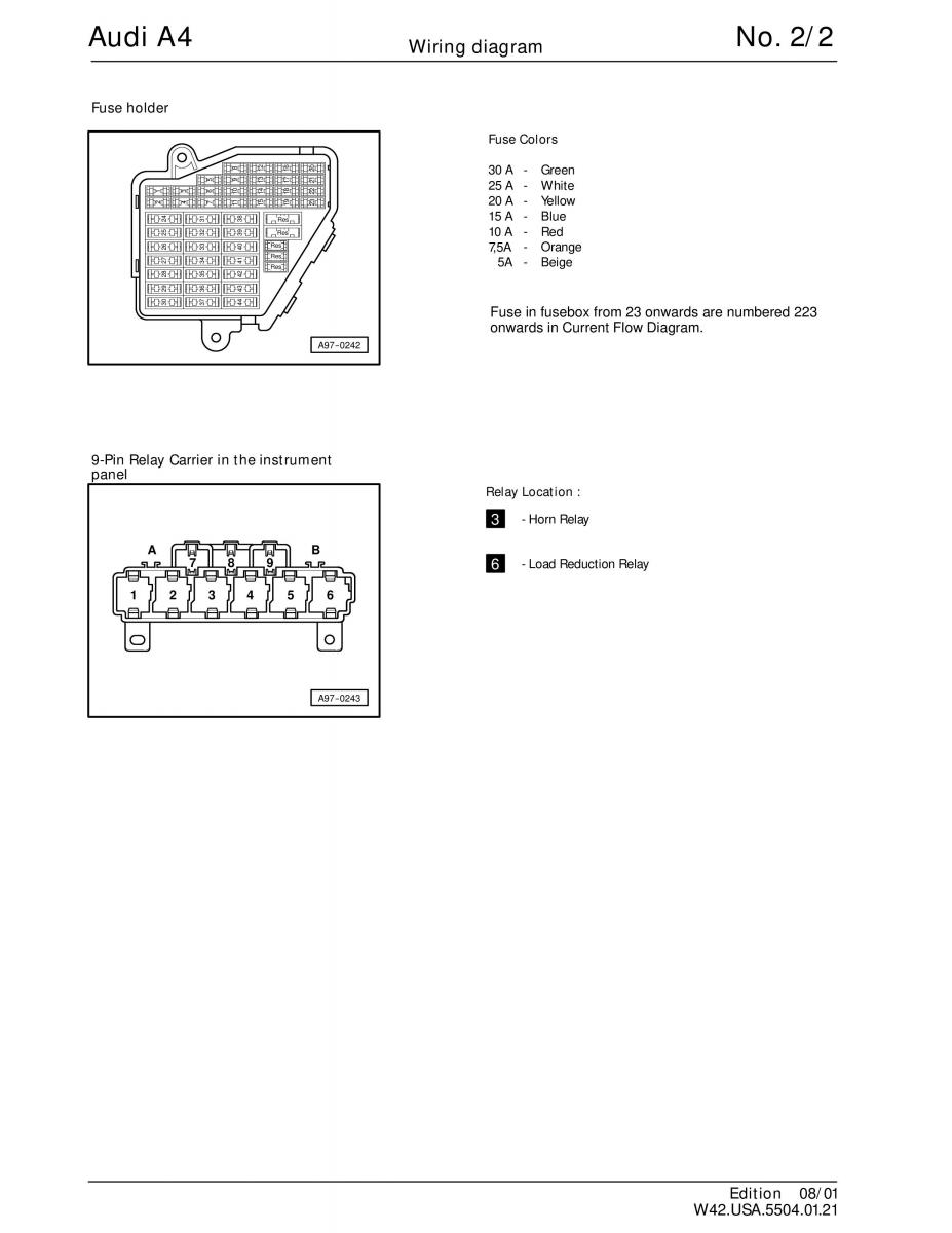 manual Audi A4 B5 Audi A4 B5 wiring diagrams schematy / page 2