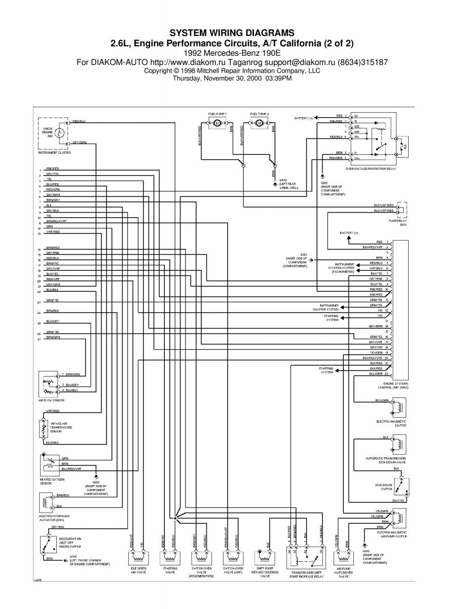 manual Mercedes 190 Mercedes Benz 190 W201 wiring diagram schemat / page 9