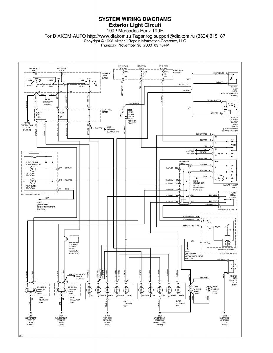 manual Mercedes 190 Mercedes Benz 190 W201 wiring diagram schemat / page 10