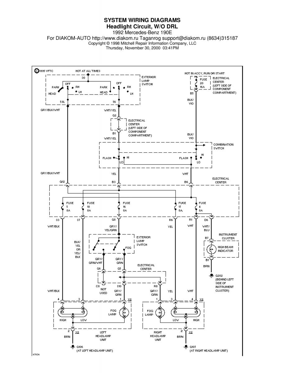 manual Mercedes 190 Mercedes Benz 190 W201 wiring diagram schemat / page 12