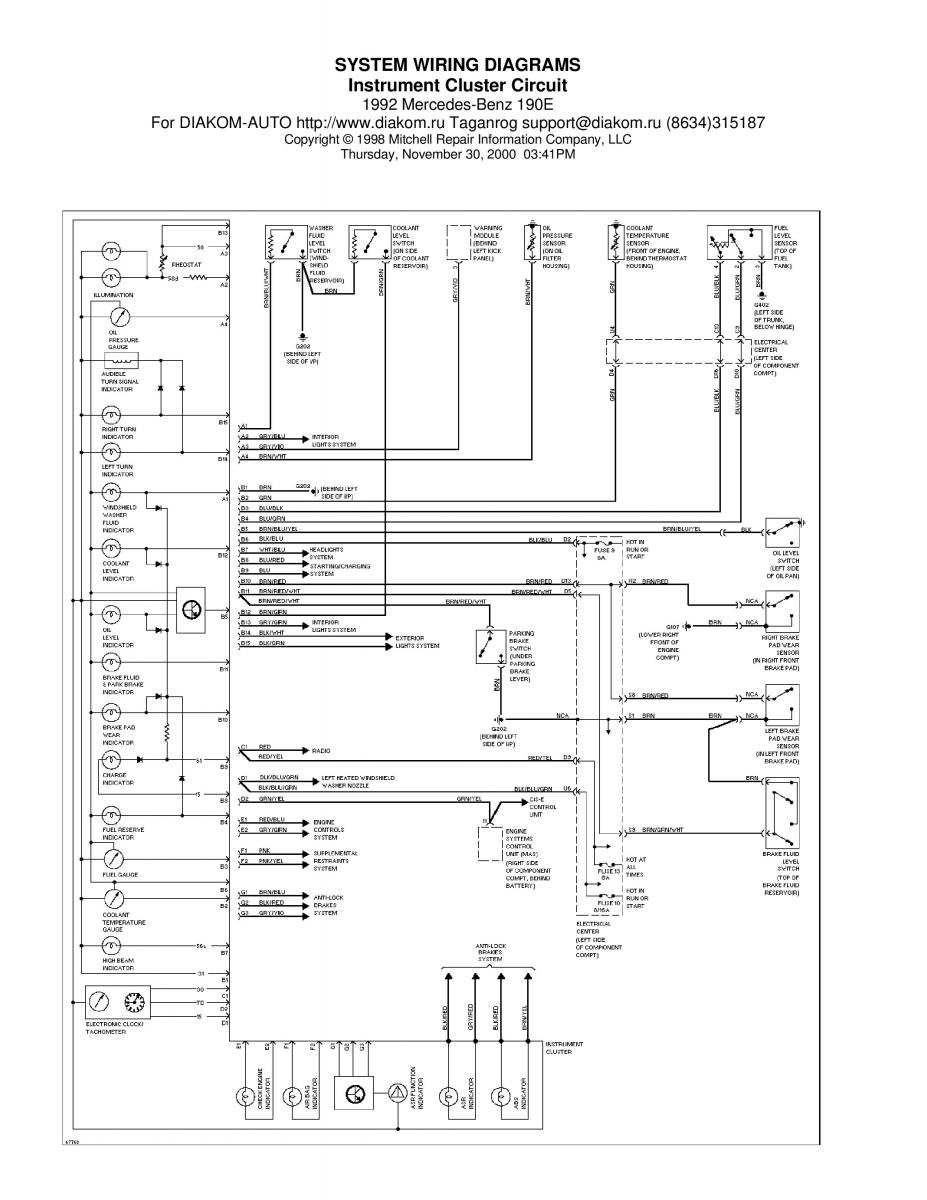 manual Mercedes 190 Mercedes Benz 190 W201 wiring diagram schemat / page 14