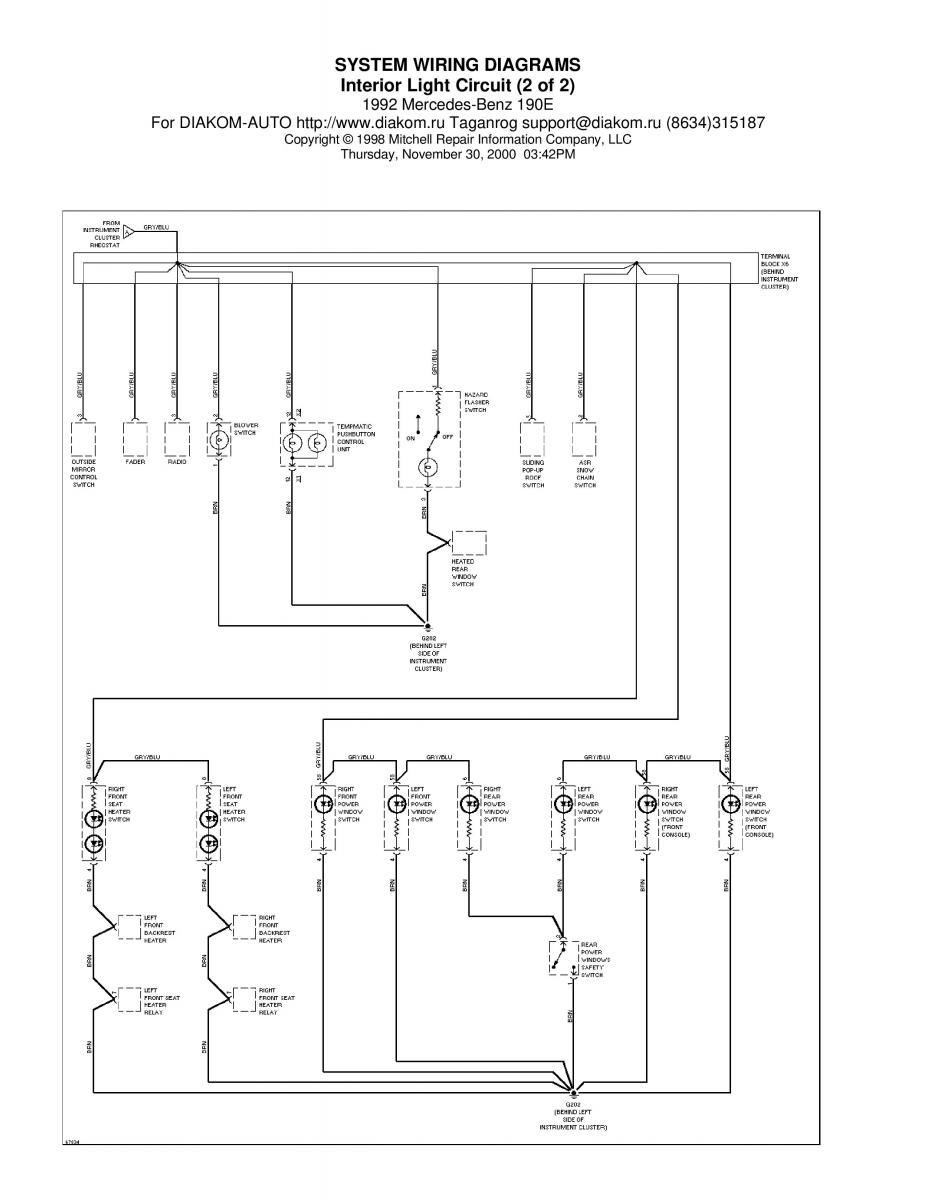 manual Mercedes 190 Mercedes Benz 190 W201 wiring diagram schemat / page 16