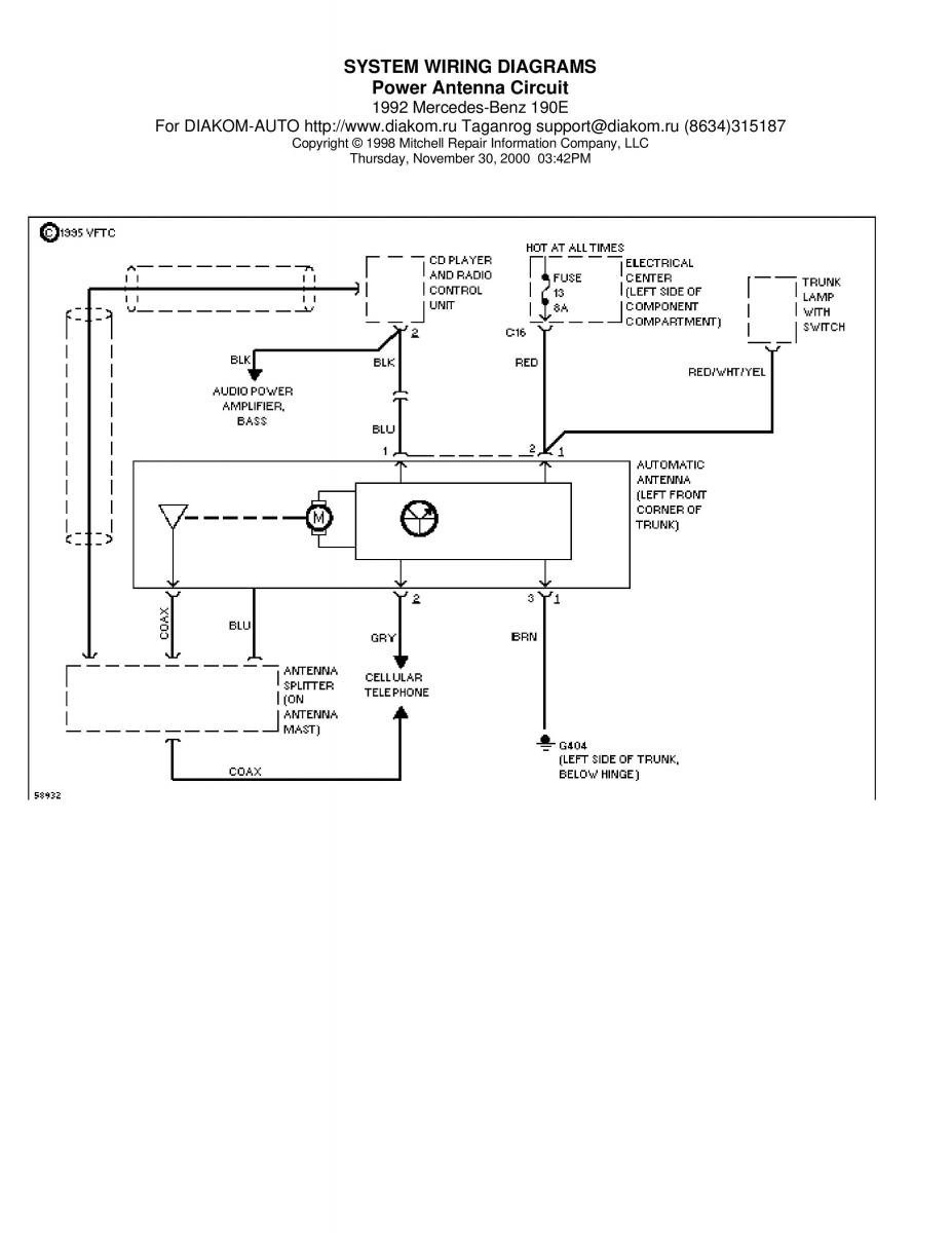 manual Mercedes 190 Mercedes Benz 190 W201 wiring diagram schemat / page 17