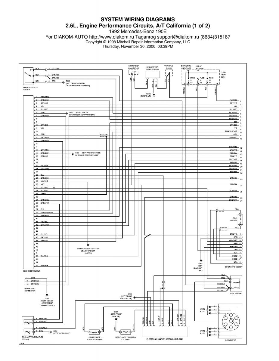 manual Mercedes 190 Mercedes Benz 190 W201 wiring diagram schemat / page 8