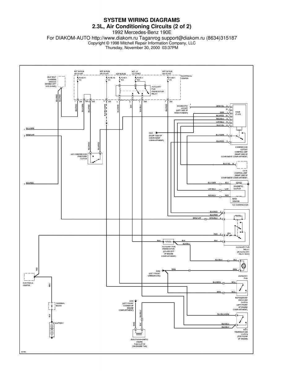 manual Mercedes 190 Mercedes Benz 190 W201 wiring diagram schemat / page 2
