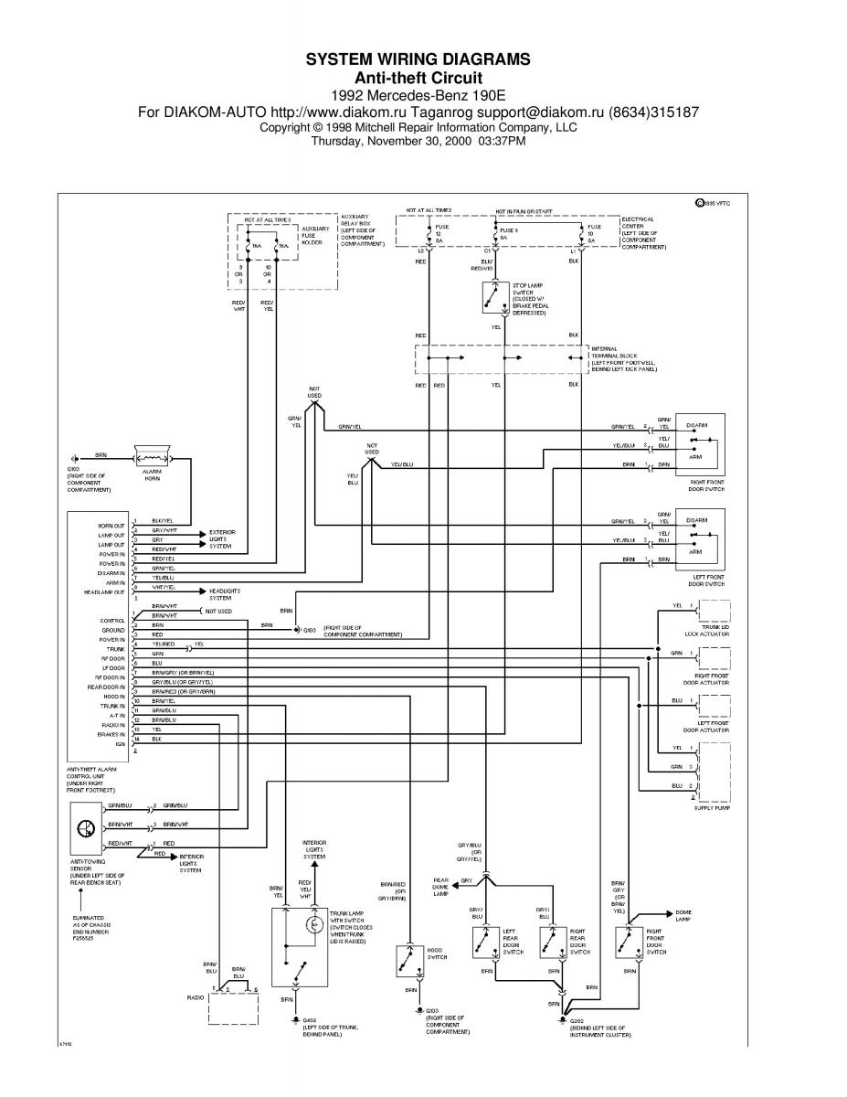 manual Mercedes 190 Mercedes Benz 190 W201 wiring diagram schemat / page 3