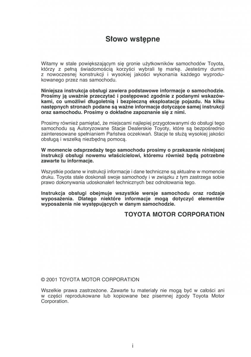 Toyota Corolla Verso I 1 instrukcja obslugi / page 2