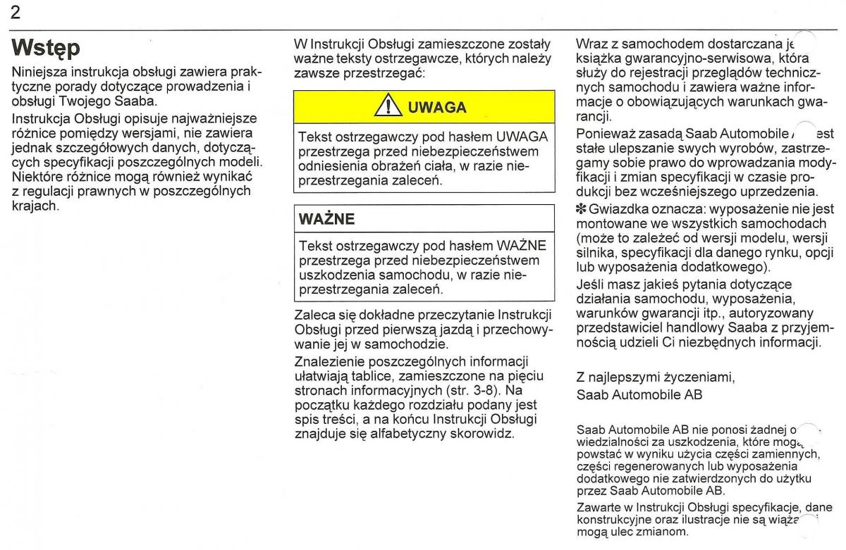manual Saab 9 3 Saab 9 3 II 2 YS3F instrukcja / page 4