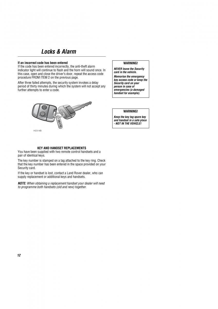 manual Land Rover Freelander Land Rover Freelander I 1 owners manual / page 13
