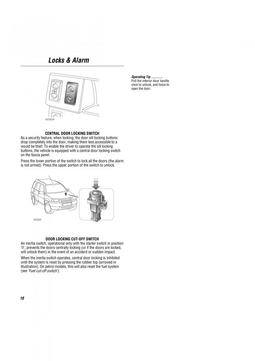 manual Land Rover Freelander Land Rover Freelander I 1 owners manual / page 11