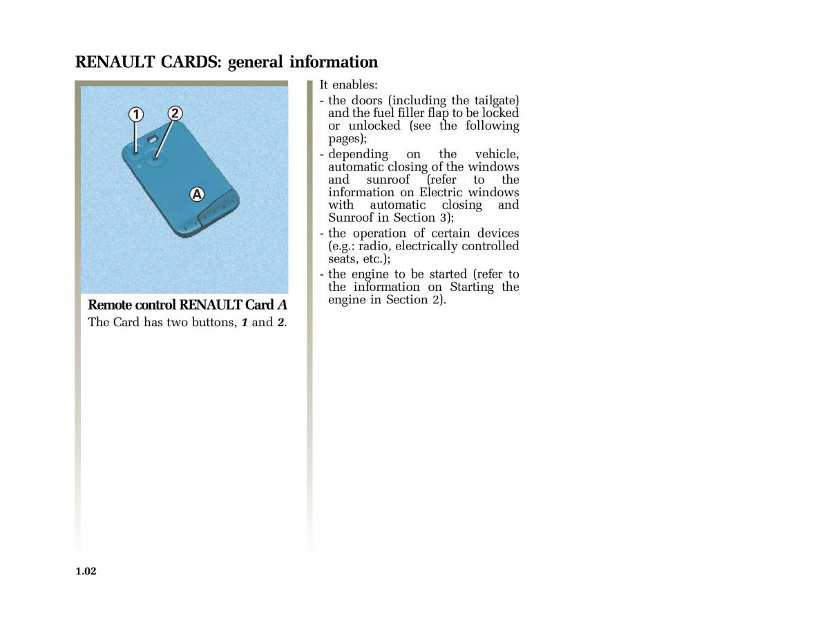 Renault Vel Satis owners manual / page 11