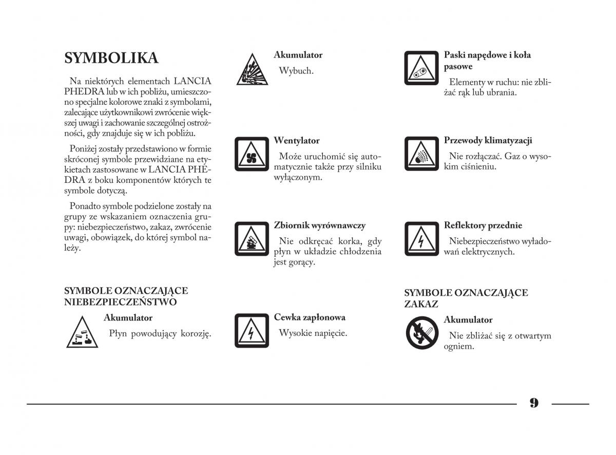 instrukcja obslugi  Lancia Phedra instrukcja / page 10