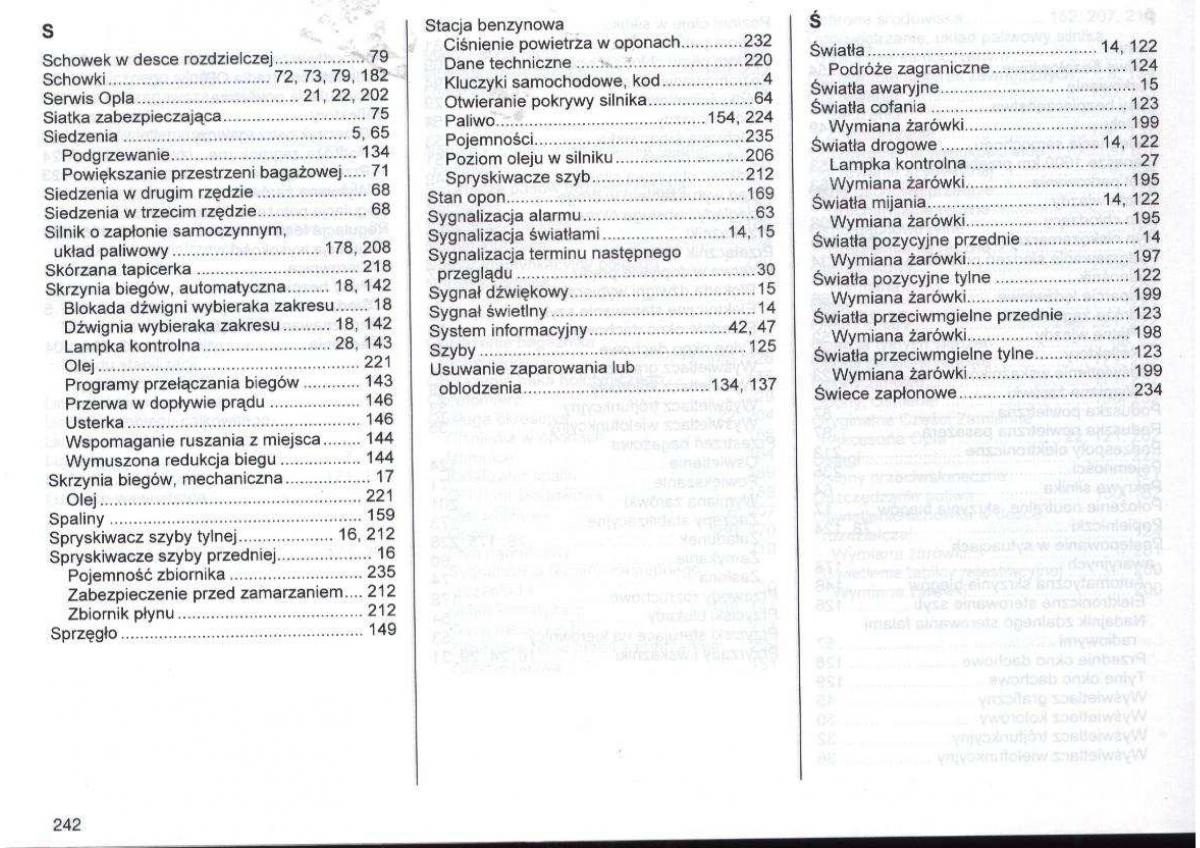 manual Opel Zafira Opel Zafira A Vauxhall instrukcja / page 243