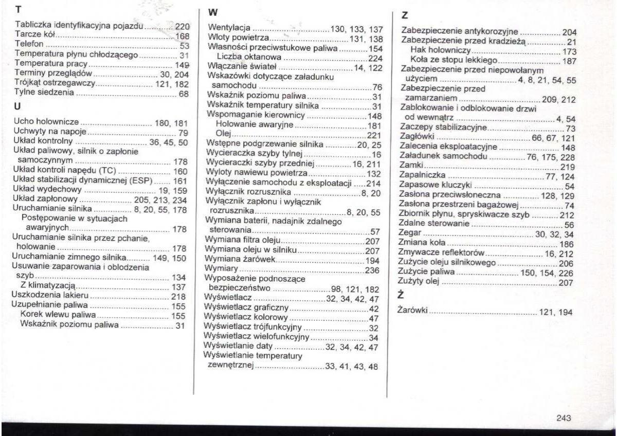 manual Opel Zafira Opel Zafira A Vauxhall instrukcja / page 244