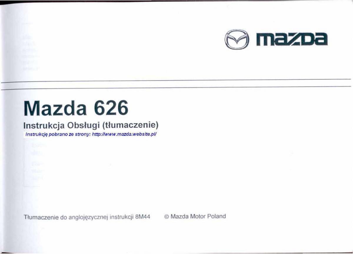 Mazda 626 V instrukcja obslugi / page 1