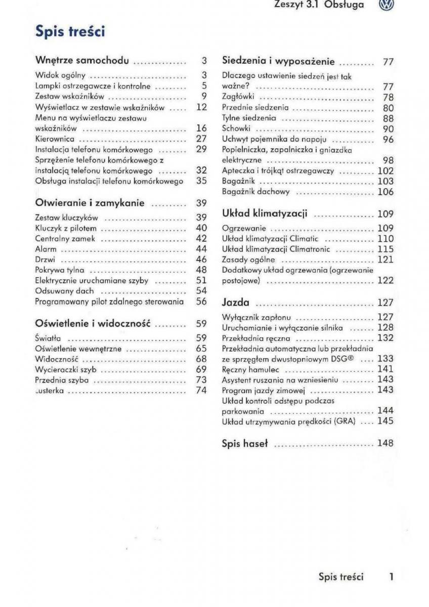 VW Golf V 5 Rabbit instrukcja obslugi / page 3