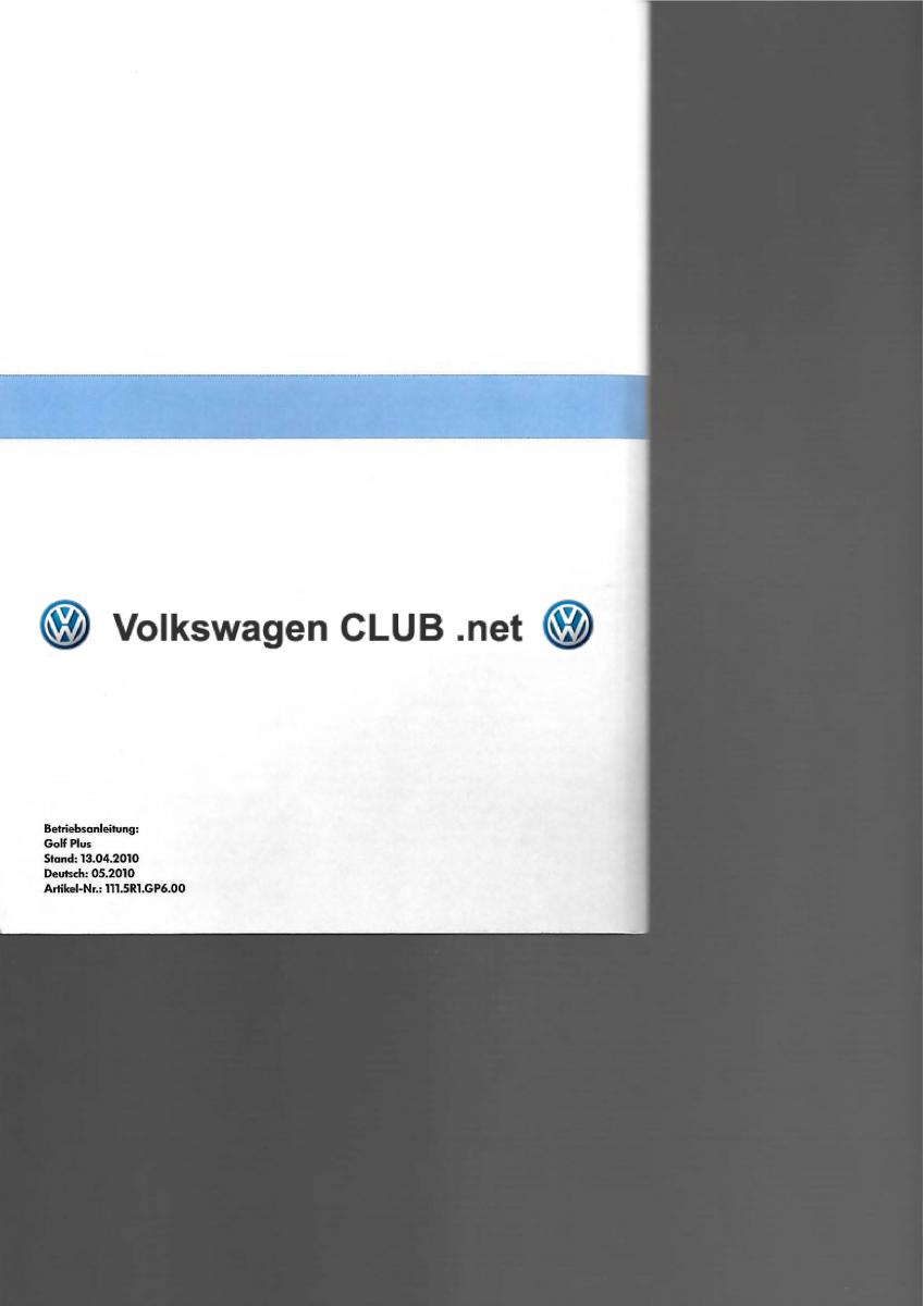 VW Golf Plus owners manual Handbuch / page 189