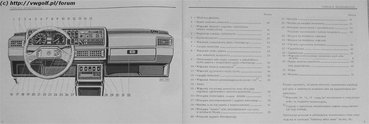 VW Golf II 2 MK2 instrukcja obslugi / page 3
