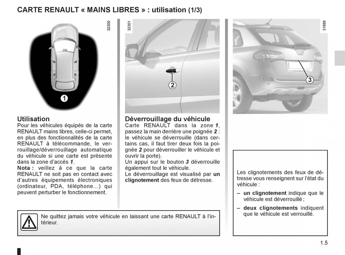 Renault Koleos manuel du proprietaire / page 11
