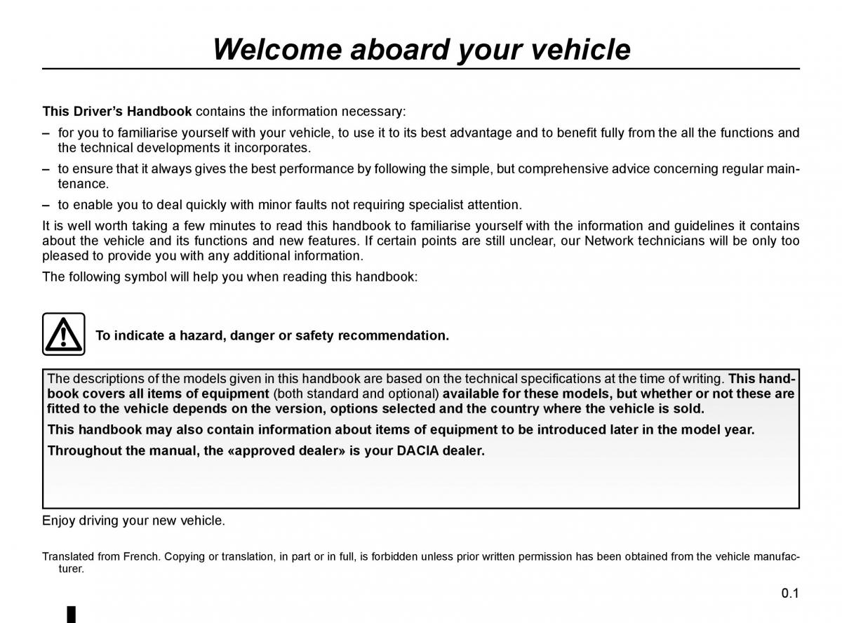 Dacia Duster owners manual / page 3