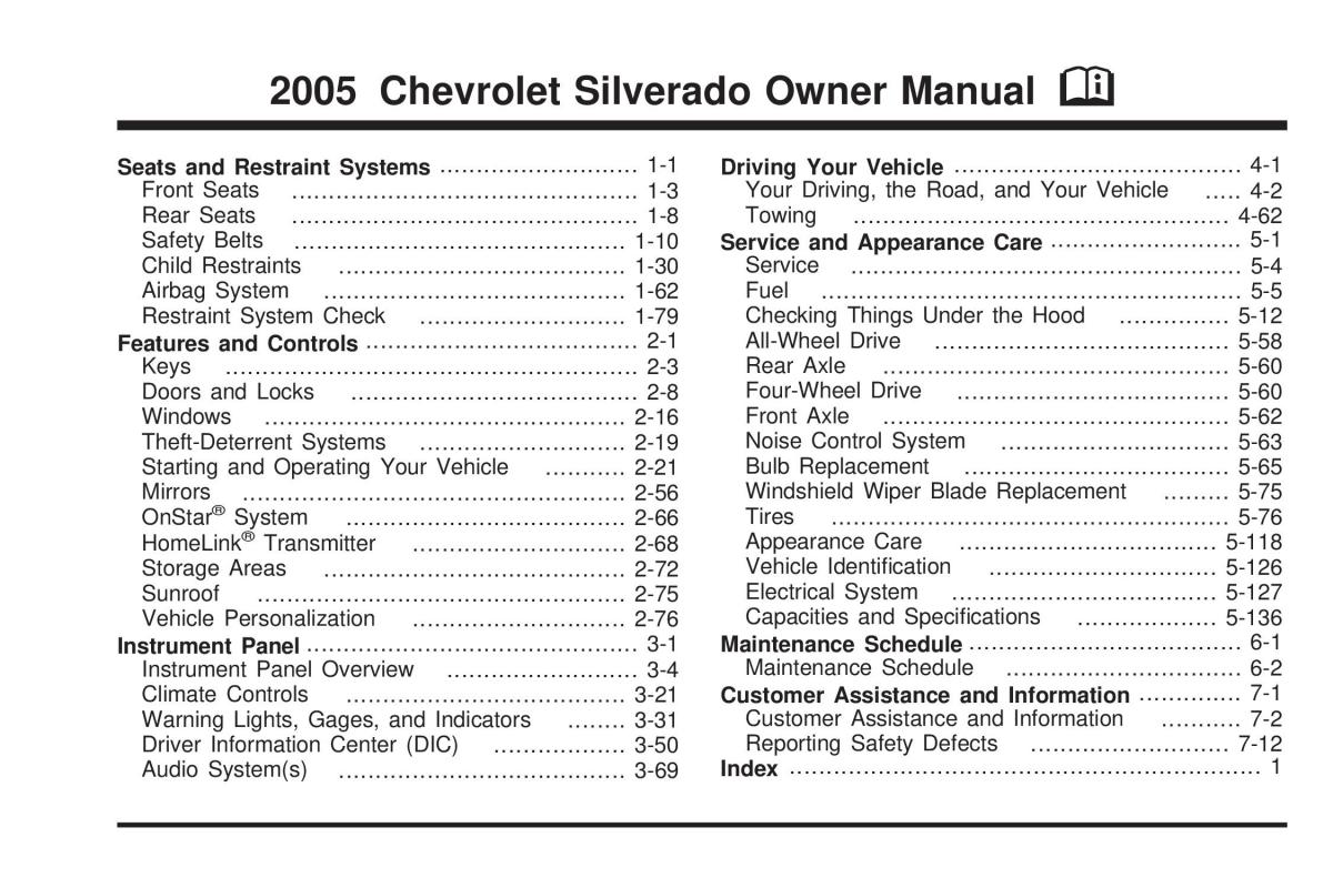 Chevrolet Silverado I 1 owners manuals / page 1