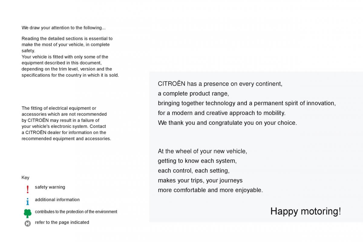 Citroen C Zero owners manual / page 3