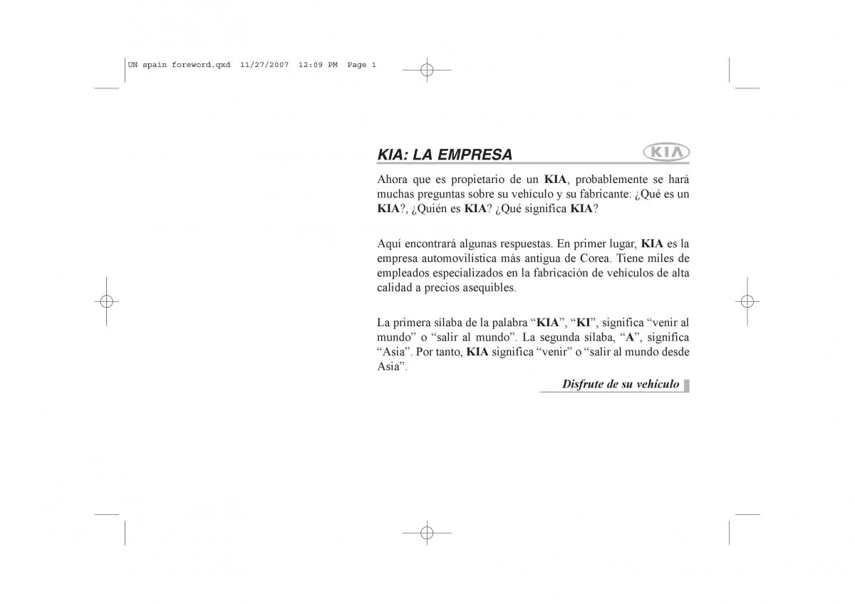 KIA Carens II 2 manual del propietario / page 1