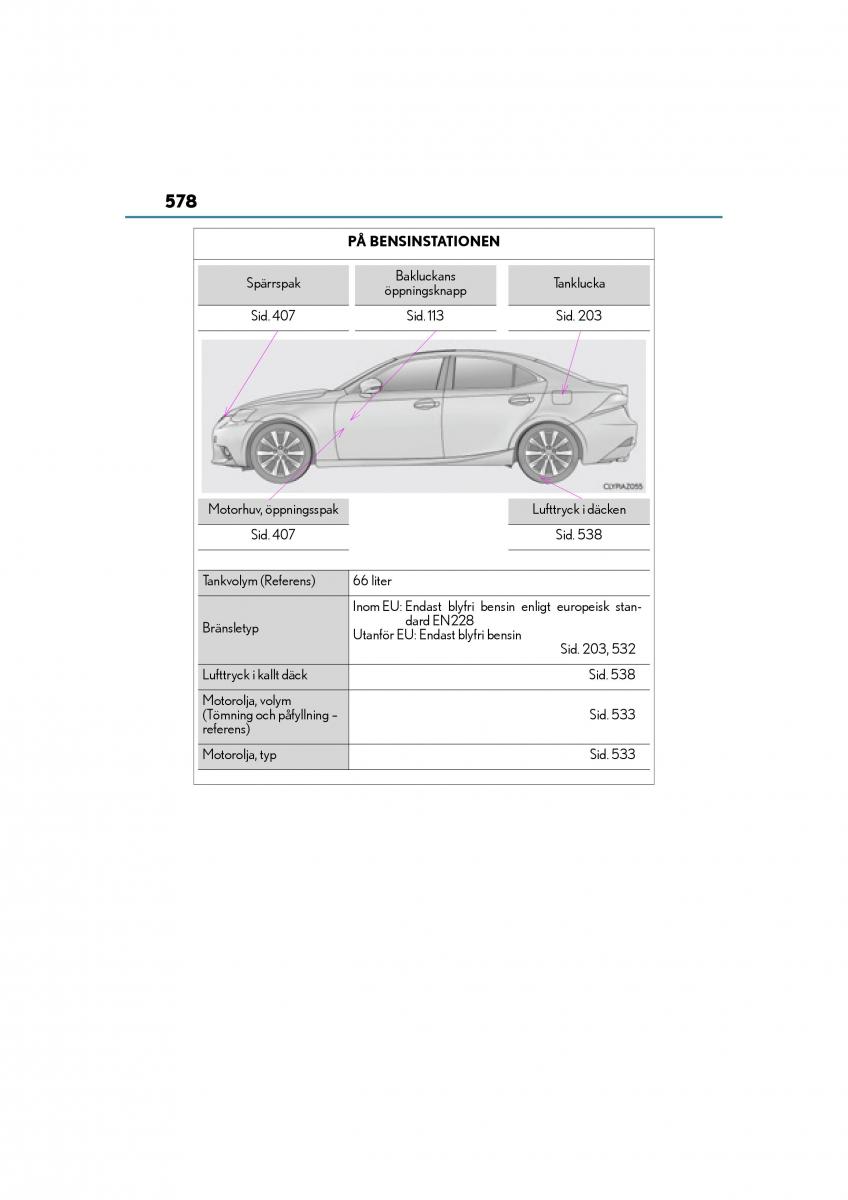 Lexus IS200t III 3 instruktionsbok / page 578