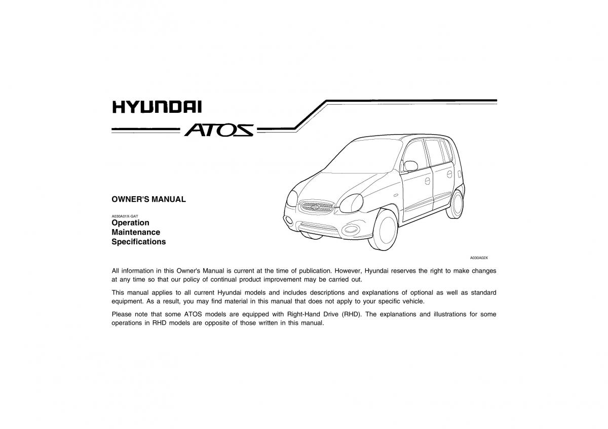 Bedienungsanleitung Hyundai Atos owners manual / page 2