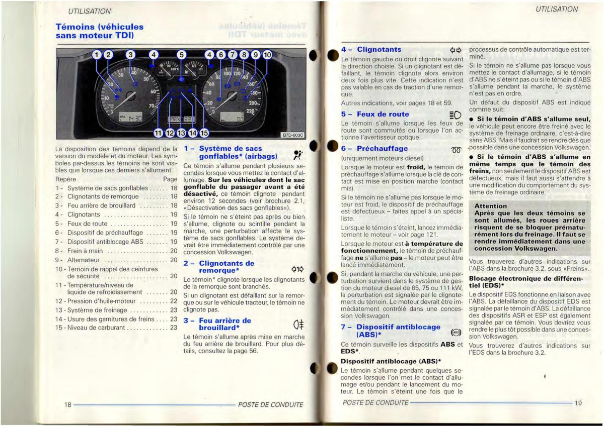 manuel du propriétaire  VW Transporter T4 manuel du proprietaire / page 11