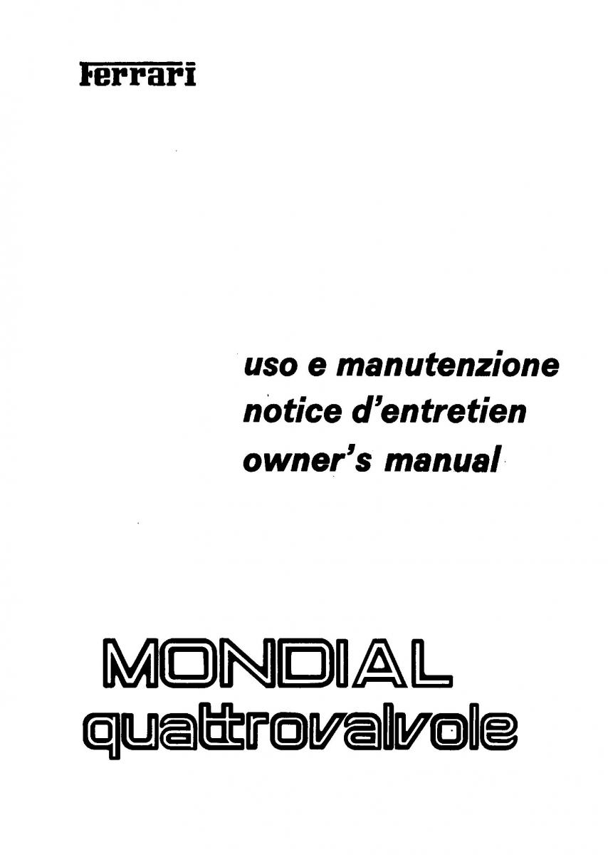 Ferrari Mondial Quattrovalvole manuel du proprietaire / page 2