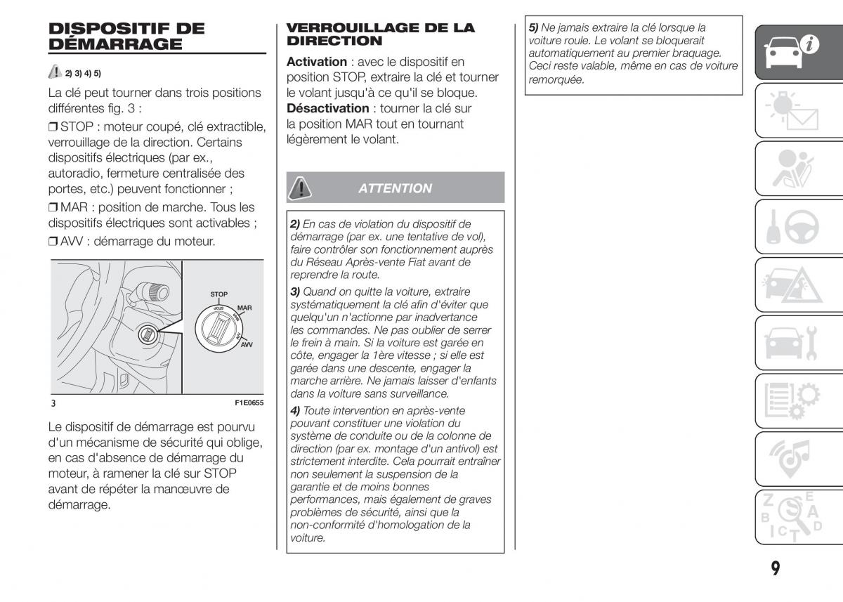 Fiat Punto III 3 manuel du proprietaire / page 11