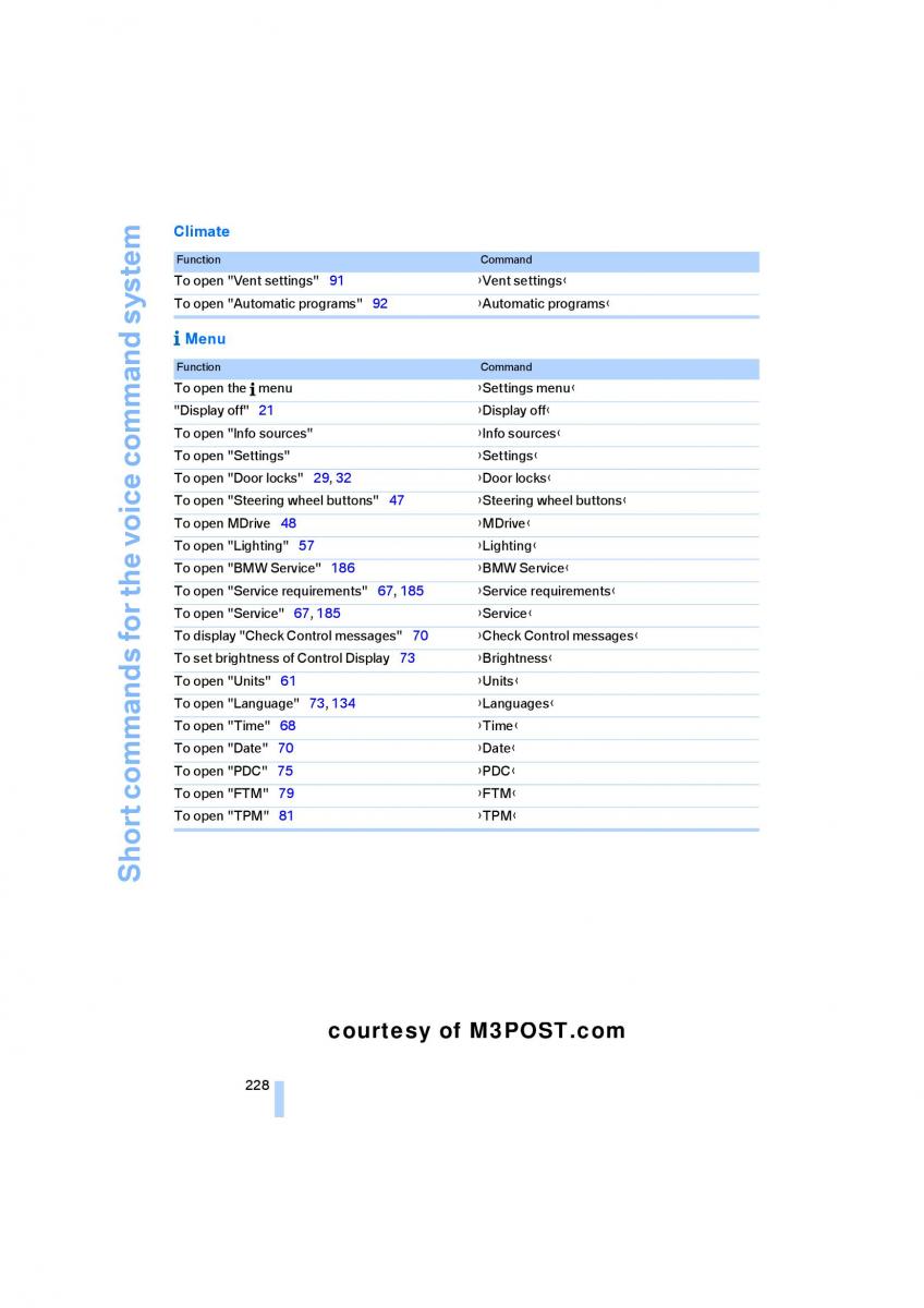 M Power M3 owners manual / page 230