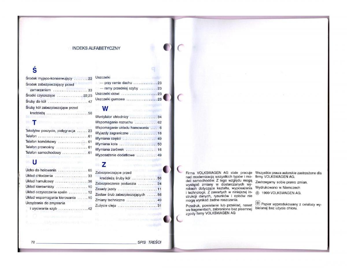 instrukcja obslugi obsługi VW Passat B5 / page 116
