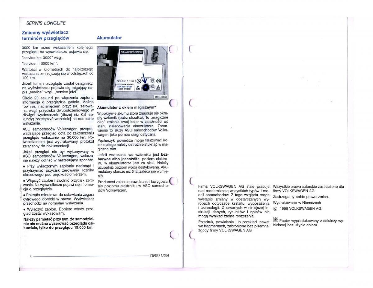 instrukcja obslugi obsługi VW Passat B5 / page 130