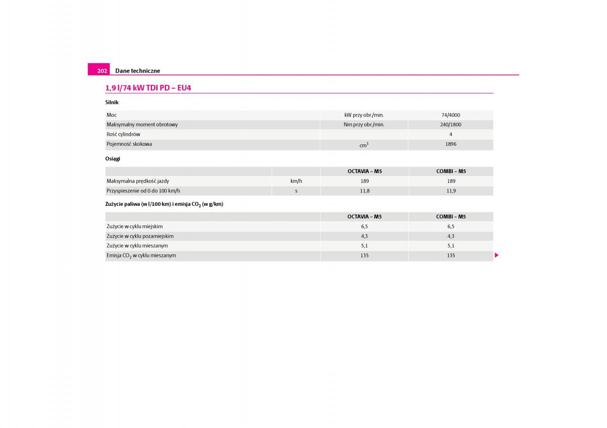 Skoda Octavia I instrukcja obslugi / page 203