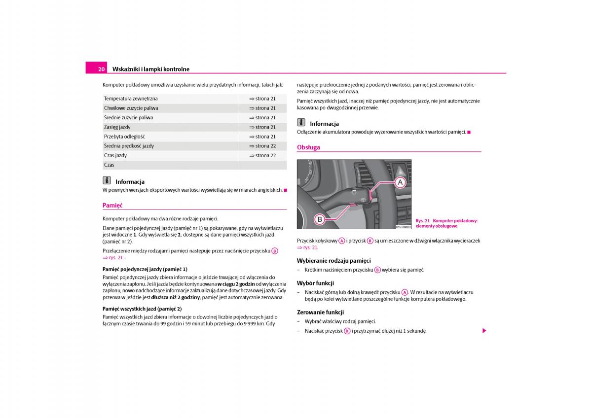 Skoda Octavia I instrukcja obslugi / page 21