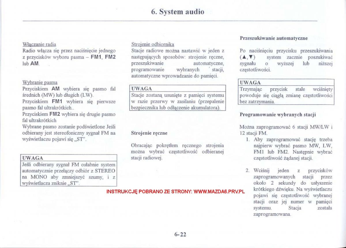 Mazda 6 I instrukcja obslugi / page 187