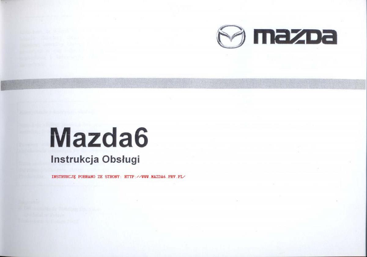 Mazda 6 I instrukcja obslugi / page 1