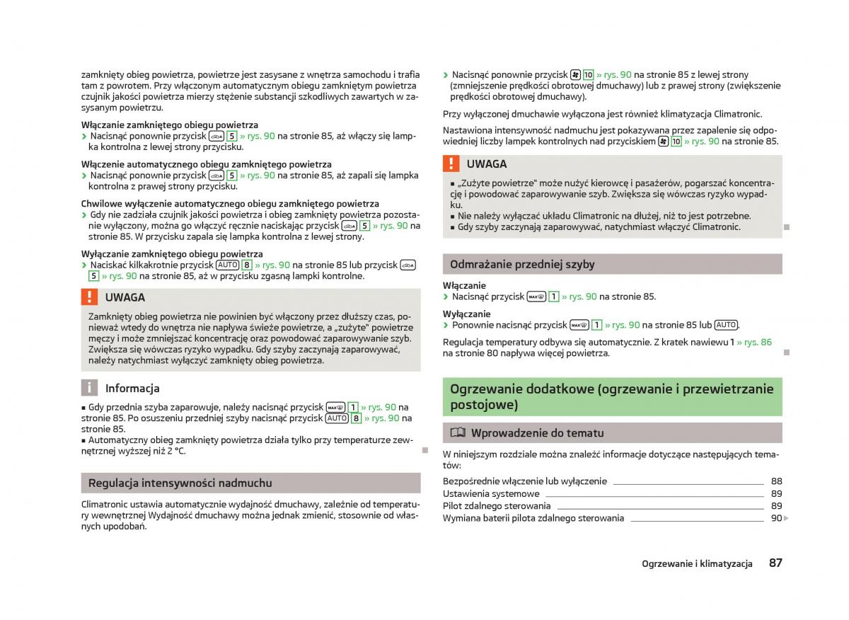Skoda Octavia III instrukcja obslugi / page 89