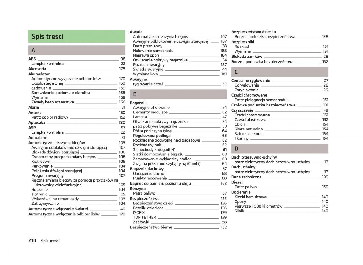 manual  Skoda Octavia III instrukcja / page 212