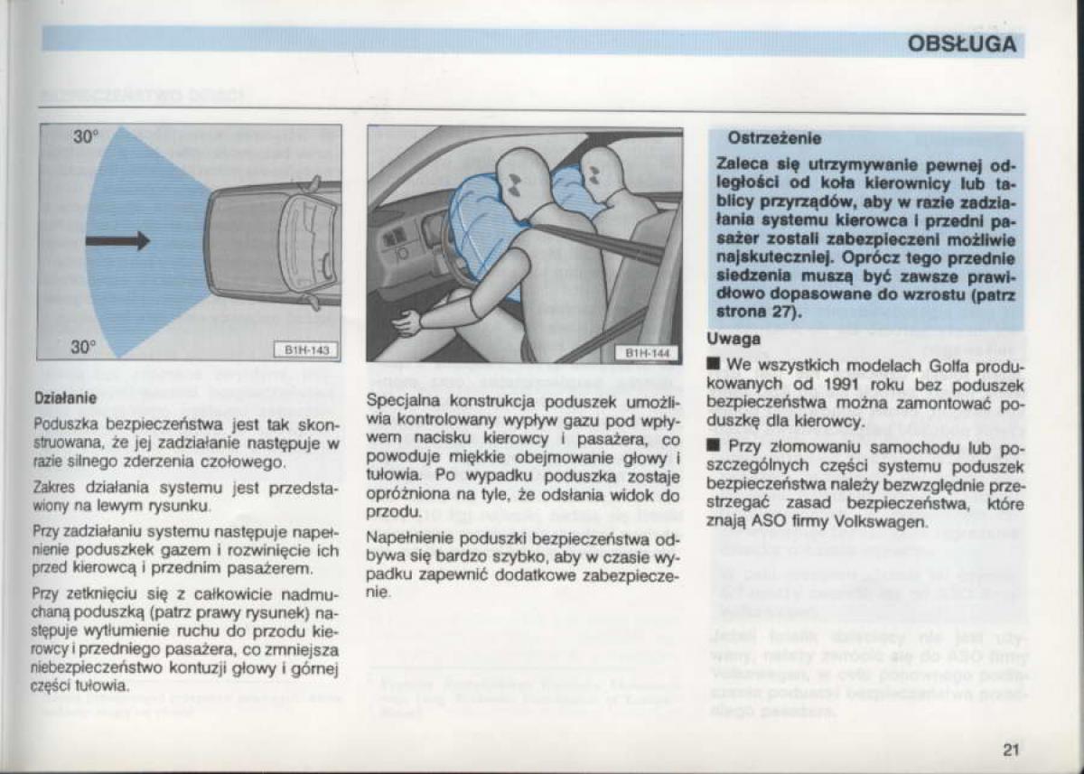 VW Golf III 3 instrukcja obslugi / page 19