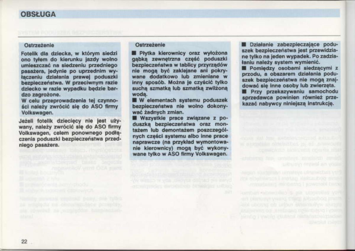 VW Golf III 3 instrukcja obslugi / page 20