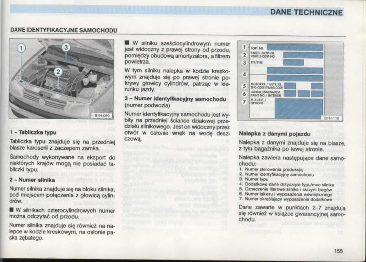 VW Golf III 3 instrukcja obslugi / page 153