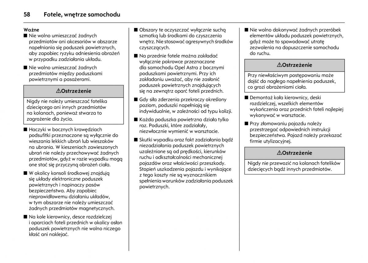 instrukcja obsługi Opel Astra Opel Astra IV J instrukcja / page 62