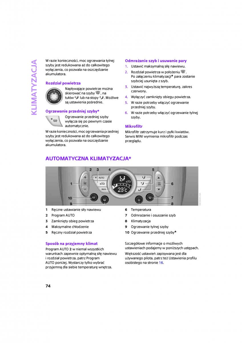 Mini Clubman Cooper One instrukcja obslugi / page 76