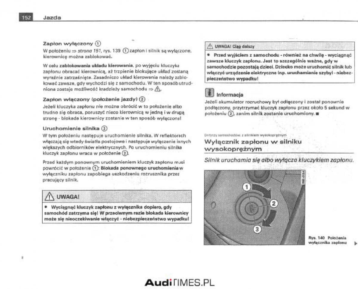 Audi A4 B6 instrukcja obslugi / page 146